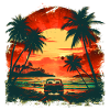 By car into the sunset