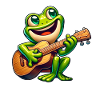 Cute Frog Guitarist Music