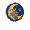 Sleeping moon in starry sky