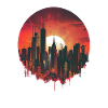 Stylish Sunset Big City Motif