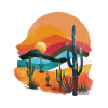 Desert landscape at sunset