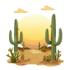 Desert landscape at sunset