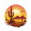Sunset Cactus Desert Landscape
