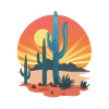 Sunset Cactus Desert Landscape