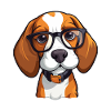 Beagle Cane Razza Acquerello Cartoon Kawaii Occhiali