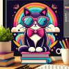 Studious cat with glasses