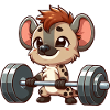 Strong hyena in weightlifting