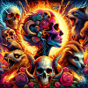 Vibrant Flower Skulls & Chlorols