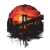 Sunset Brooklyn Bridge Scenery