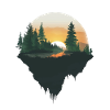 Sunset, Nature, Idyll, Flying Island