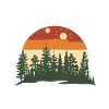 Forest silhouette at sunset