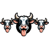 Three cows with tongue motif