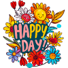Funny sun and flowers