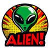 Alien Comic Sticker Explosionsdesign