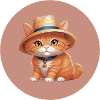 Cat with Straw Hat