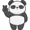 Motif Panda with Peace Sign Comic