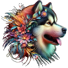 Floral Malamute Head
