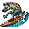 Surfende Hyäne auf dem Surfbrett