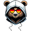 Bear wearing a hoodie