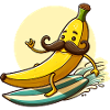 Banane Surft mit Schnurrbart