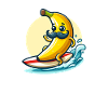 Surfing banana with mustache