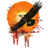 Flying eagle in sunset