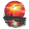 Sunset Angler Silhouette