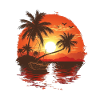 Tropical sunset with palm trees