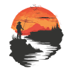 Sunset Angler Silhouette