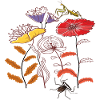Garden flowers with insects