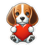 Beaglewelpe mit Herz