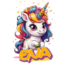 EVA - Beau nom de fille avec licorne mignonne