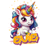 EVIE - Beautiful Girl Name with Cute Unicorn