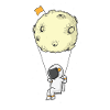 Astronaut with parachute moon