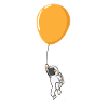 Astronaut floating on balloon