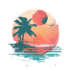 Summer sunset with palm trees