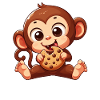 Cute Chimpanzee with Cookie Cartoon