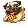Pug with Cookie Candy Dessert