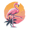 Flamingo Plamen Sunset Illustration