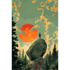 boulder rock red sun