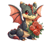 Dragon with Roses Valentine's Day Cute