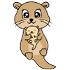 Mère et bébé loutre mignon