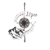 Alps,Mountains,illustration,Compass