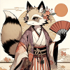 Élégance Kitsune en Tenue Traditionnelle
