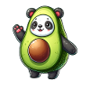 Panda in avocado costume