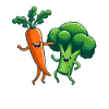 Carrot and broccoli dancing