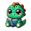 Dino reads a book