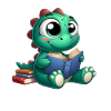 Dino reads a book