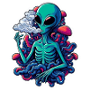 Neon Alien mit Nebelrauch