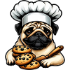 Pug Cook with Cookie